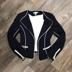 H&M Navy Blue Contrast Piping Blazer